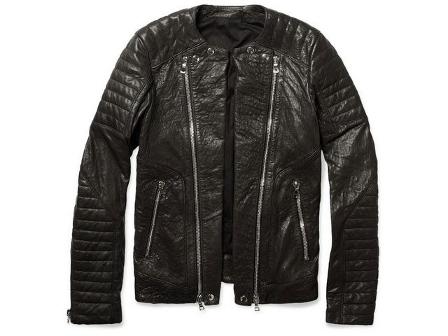 Balmain Zipped Padded Leather Biker Jacket Balmain Zipped Padded Leather Biker Jacket