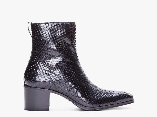 Yves Saint Laurent Black High Top Python Boots Yves Saint Laurent Black High Top Python Boots