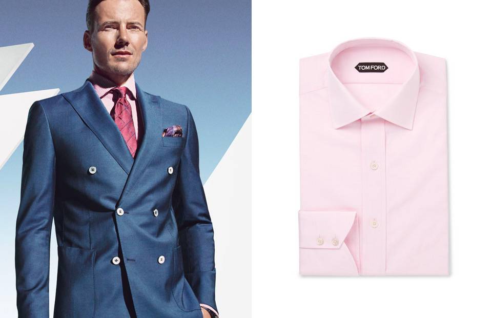 Navy suit pink shirt what color tie