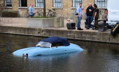 Vintage Porsche 356 Speedster Sinks Into A Canal After Getting Hit By Van