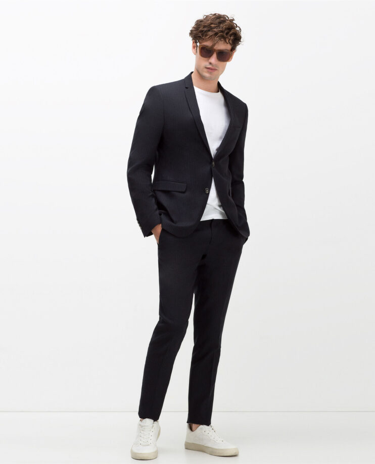 zara black seersucker suit blazer product 4 086777467 normal