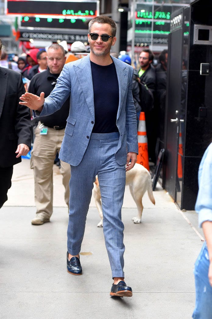 loafers with blue suit