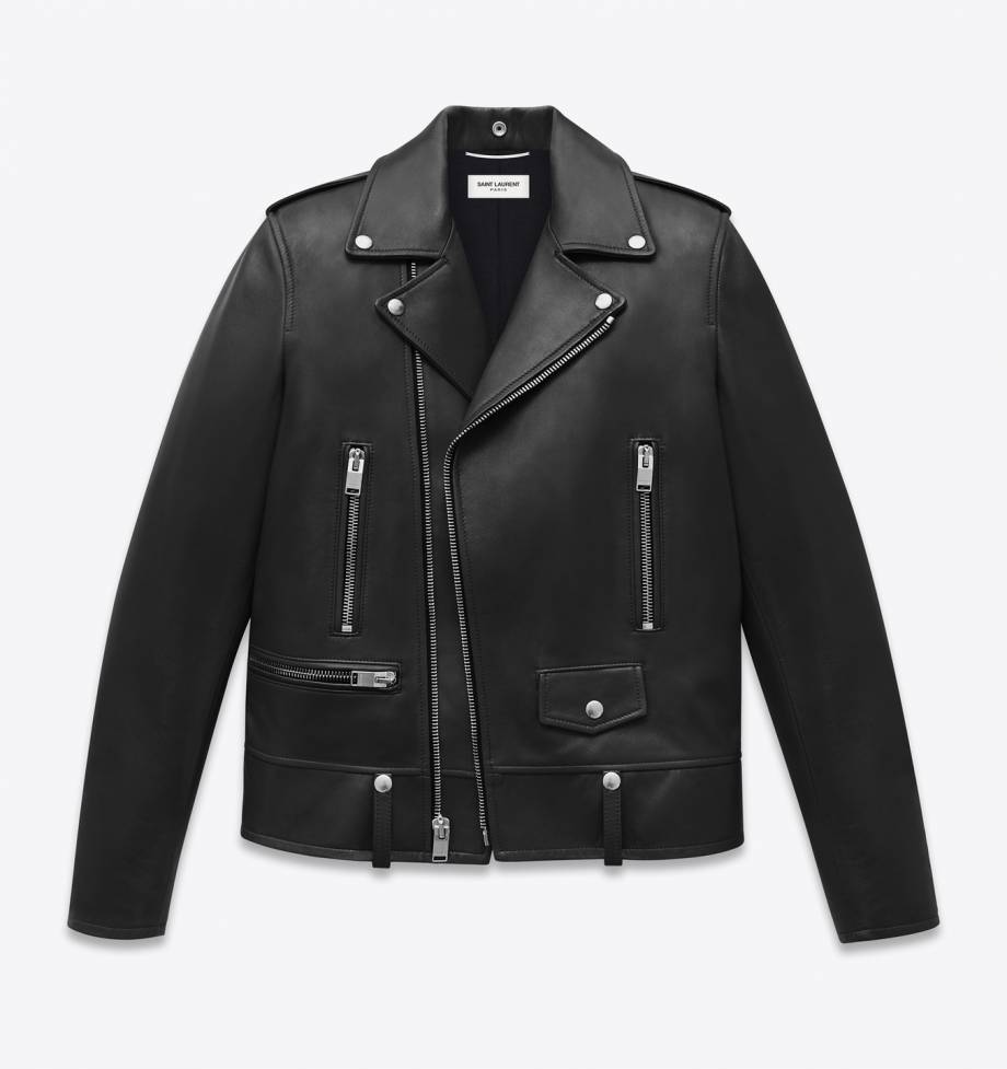expensive black leather jacket