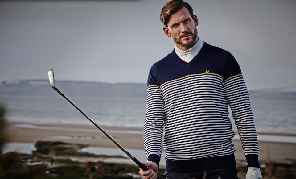 V-Neck Sweater with Golf Trousers mens golf outfit ideas