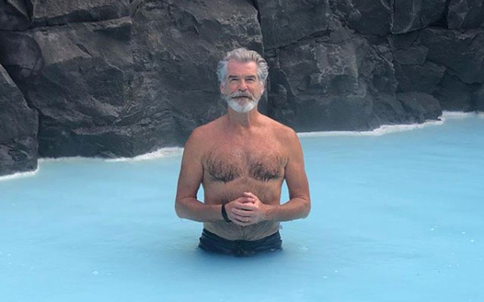 Pierce Brosnan Fashion: Takes Ice-Cool Style To Reykjavik's Hot Springs