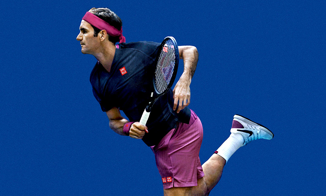 Uniqlo FO 21 Federer tennis shorts Sz L blue 
