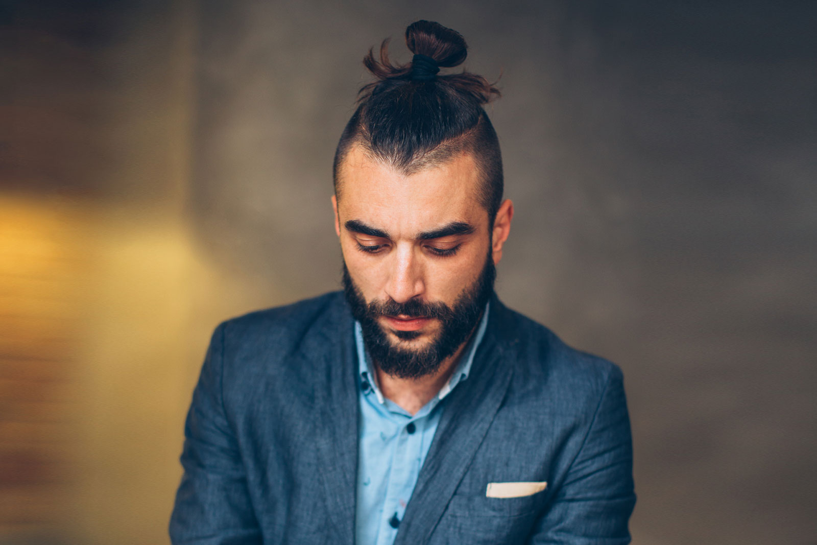 young modern male with man bun hairstyle Stock Photo | Adobe Stock-hkpdtq2012.edu.vn