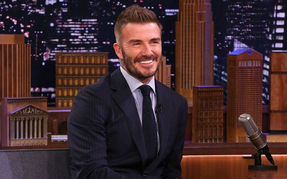 Photos of David Beckham in Dior Sneakers and a Jacket in February