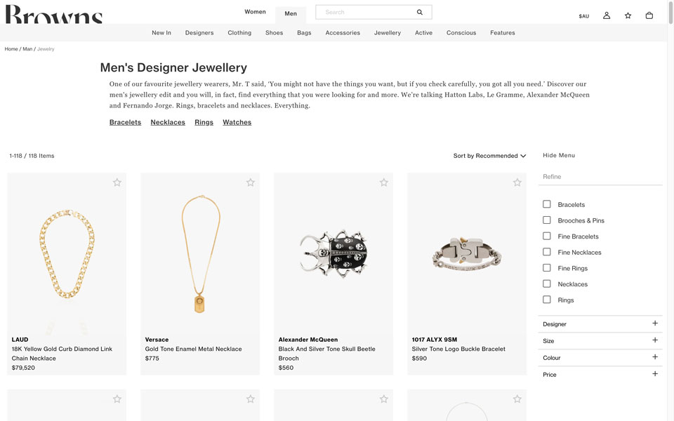 Browns Fashion online jewellery store