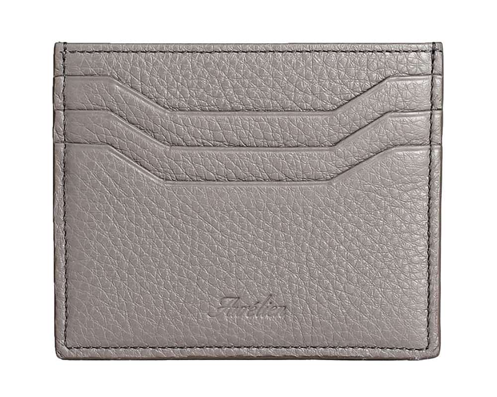 Aurelien Grey Grained Leather Cardholder
