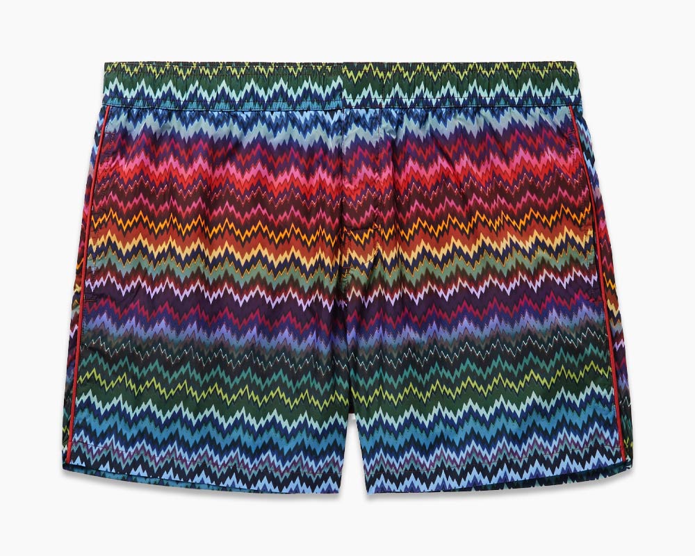Missoni swim shorts in multi-coloured design with zig-zag stripes