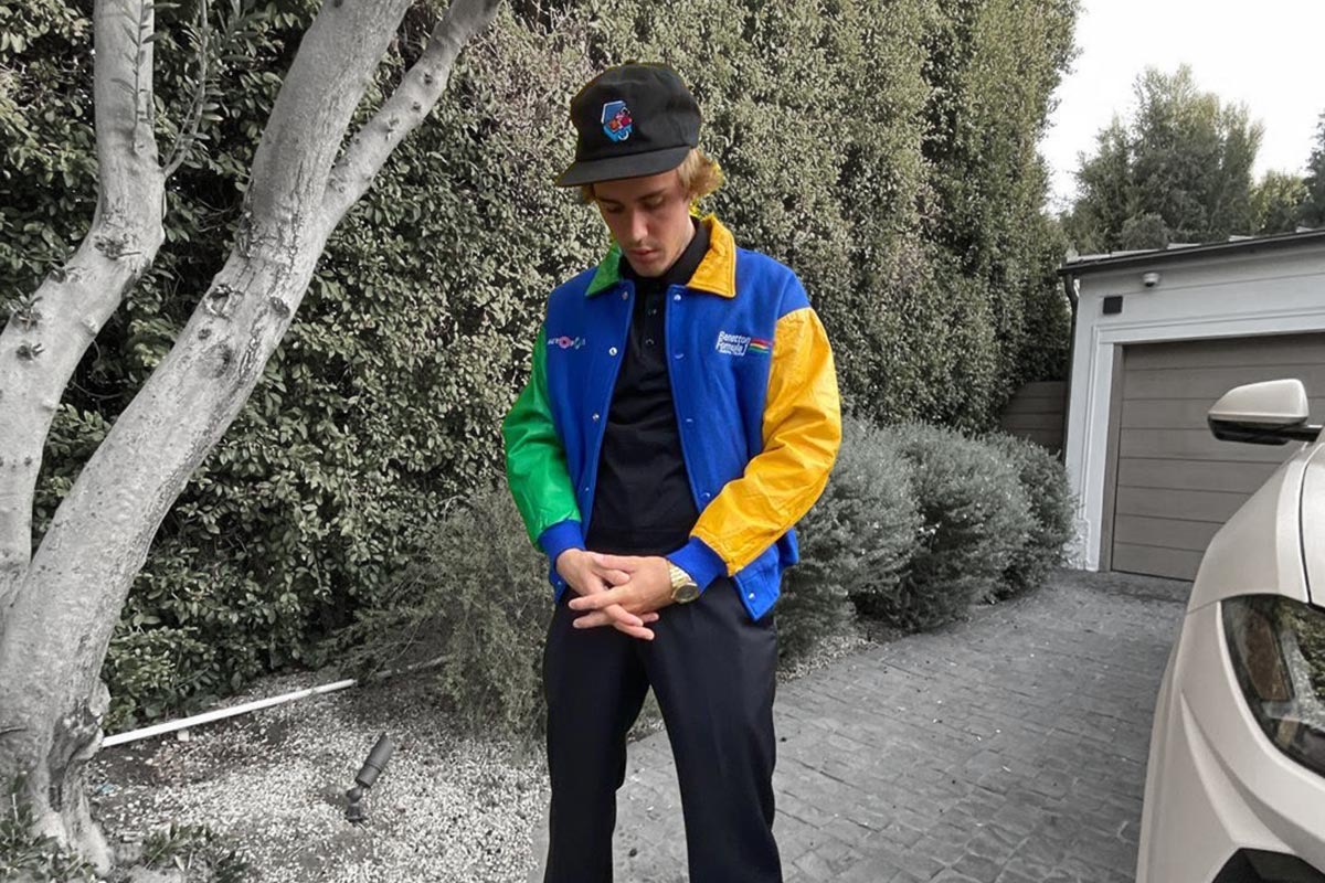 Justin Bieber Steps Out In Rare Benetton F1 Jacket