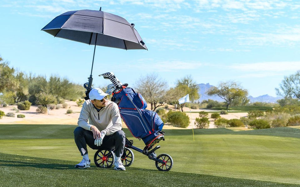 Mens Golf/Golfing Rainbow Umbrella With Wooden Handle 75cms 170T Nylon 