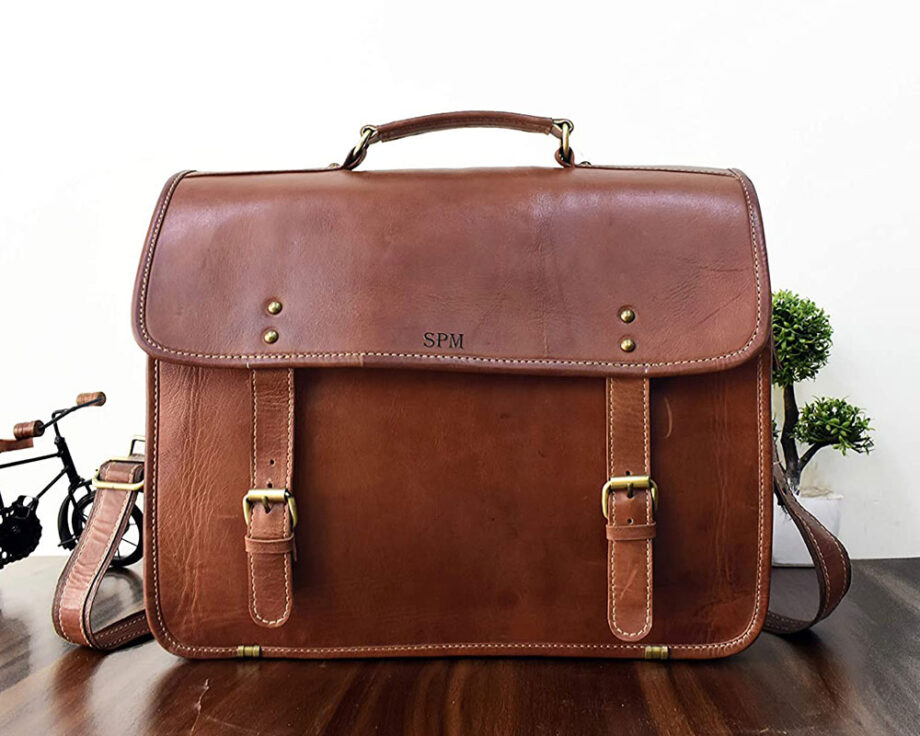Personalised Leather Messenger Bag