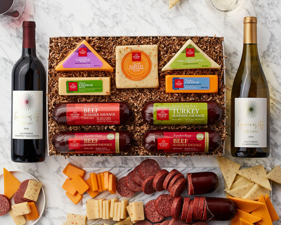Hickory Farms Cheese, Sausage, and Wine Gift Basket