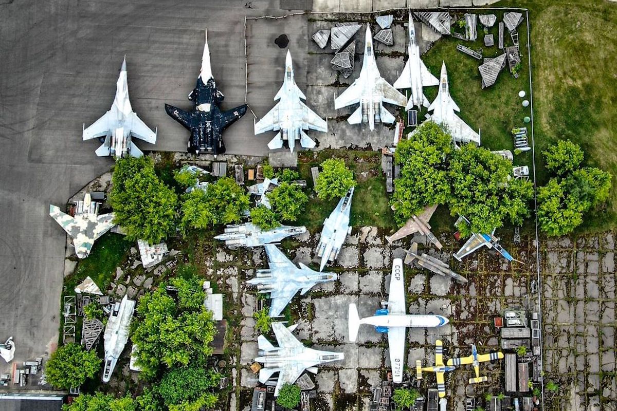 Russian Drone Pilot Uncovers Rare View Of Soviet Union Aircraft 'Boneyards'