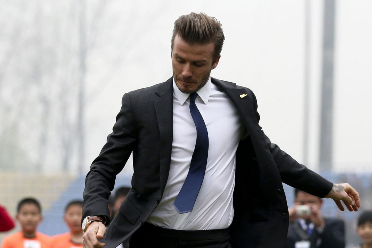David Beckham Shows $1,000 Dress Shoes Are No Impediment To A Lifetime Of Football Talent