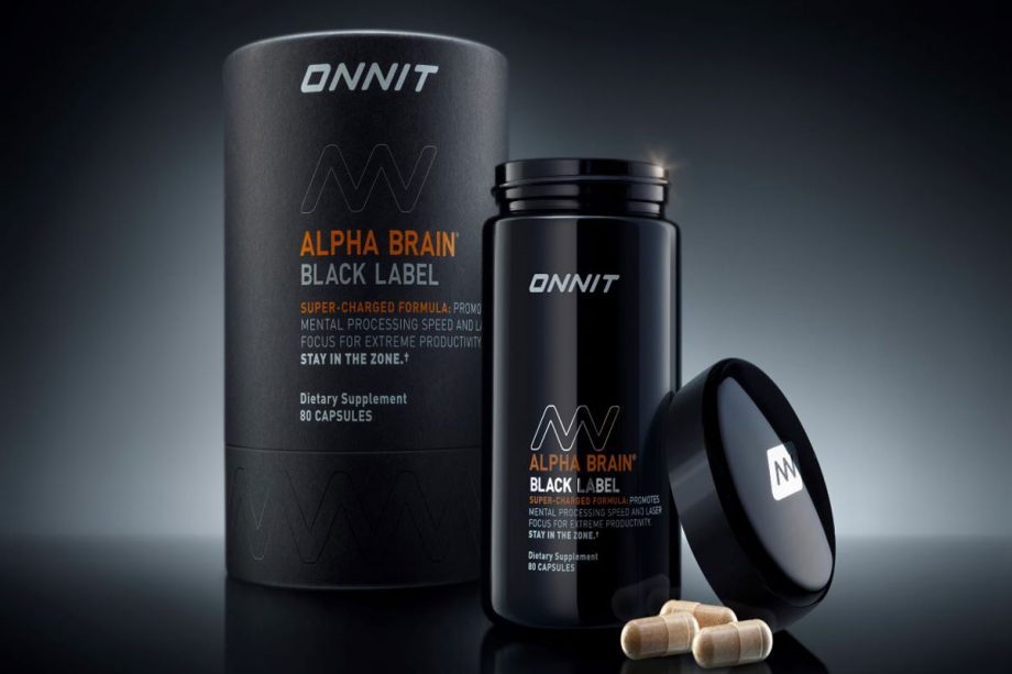 Alpha Brain Black Label bottle and packaging