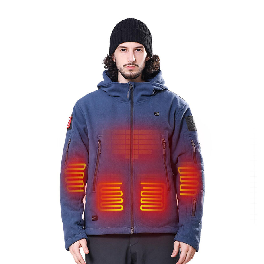 QGPWHLS USB Men Electric Heated Coat Jacket Hooded Heating Vest Winter Thermal Warmer,L 