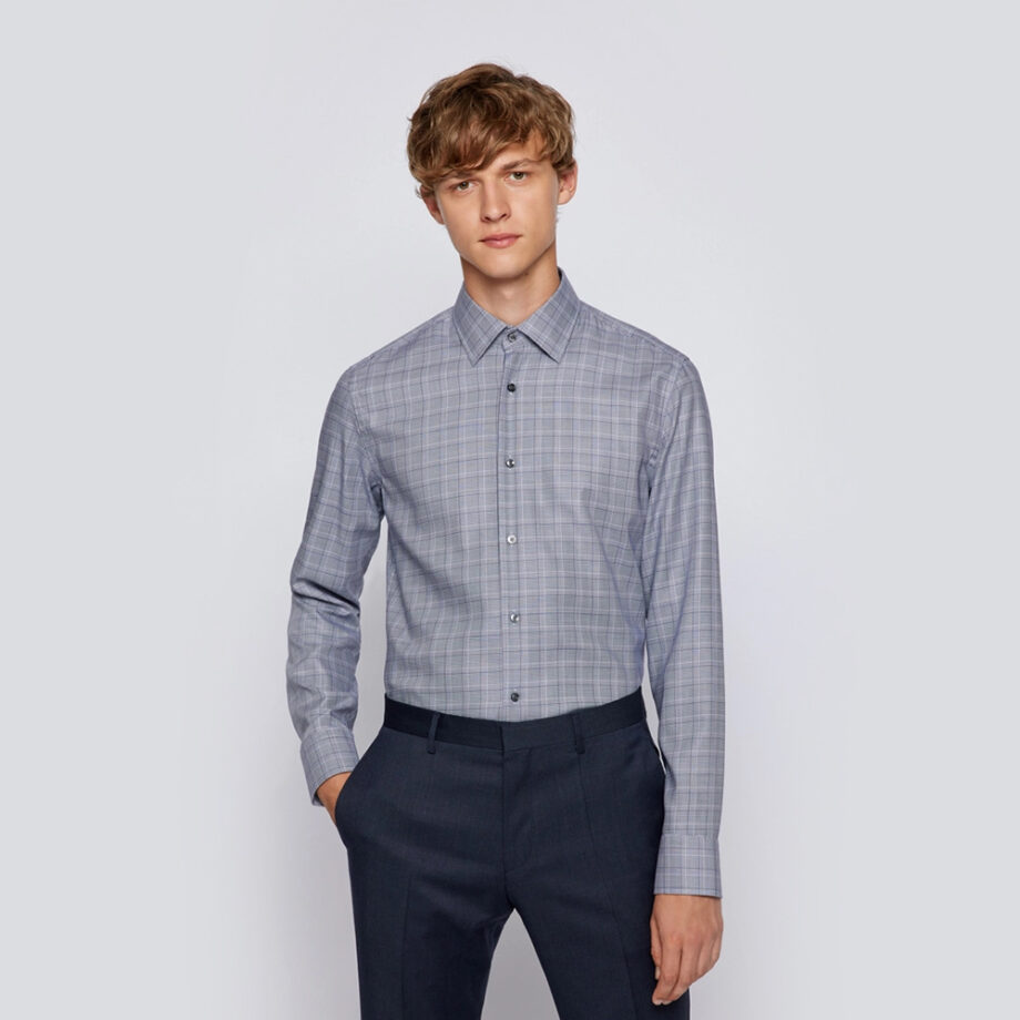 Fubotevic Men Casual Business Plaid Long Sleeve Button Up Regular Fit Dress Work Shirt