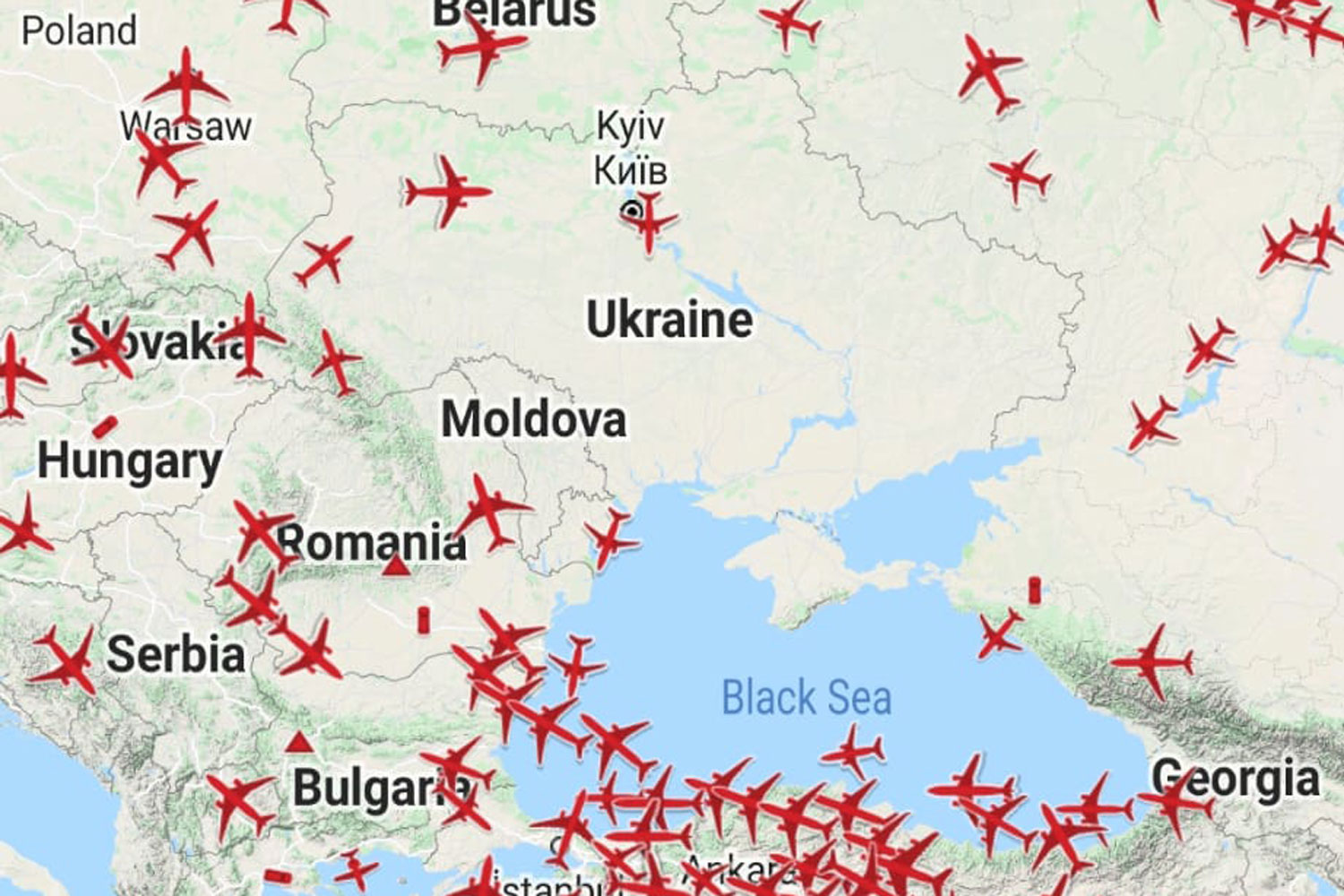 Flight Radars Show Airlines Are Giving Ukraine A Wide Berth