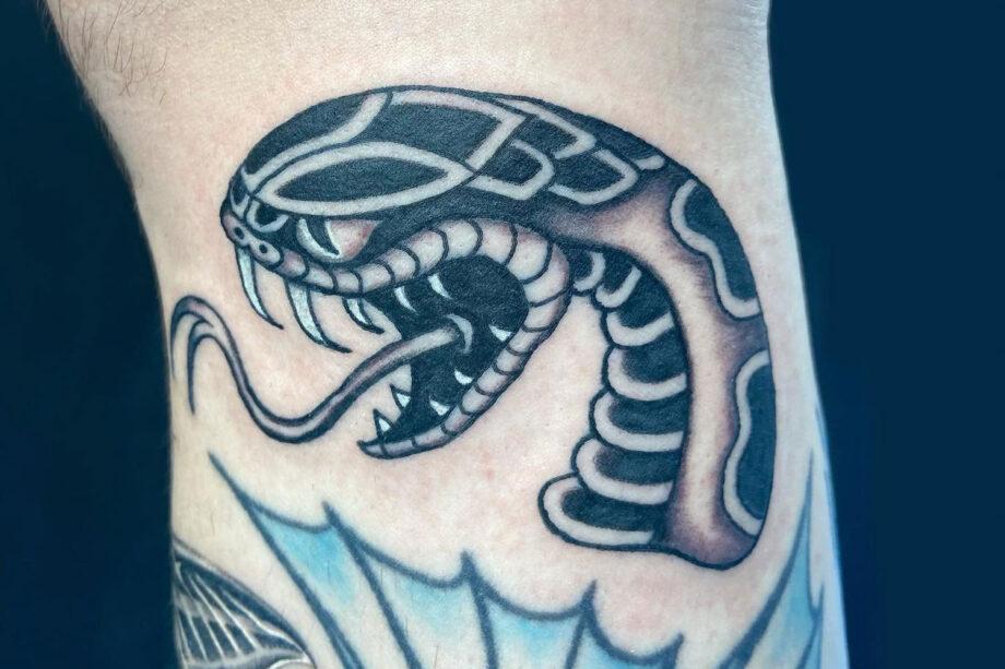 Traditional Snake and Skull Tattoo by Krooked Ken at Black  Flickr