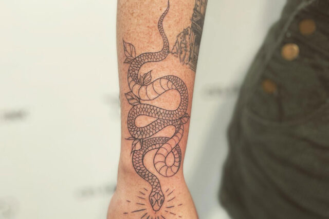 4. Neo-Traditional Snake Forearm Tattoo - wide 6