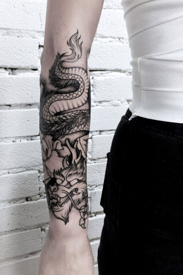 Dragon forearm tattoo