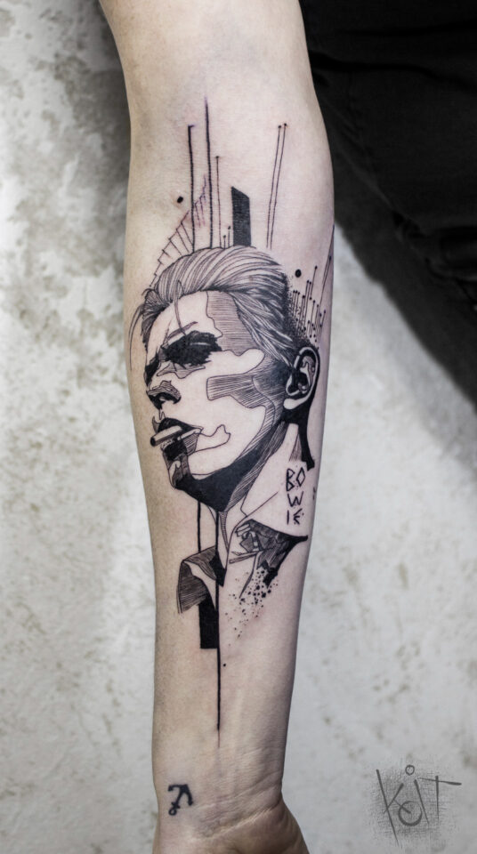 David Bowe forearm tattoo