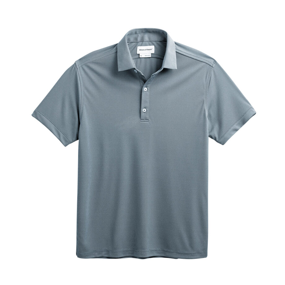 gray Ministry of Supply polo shirt