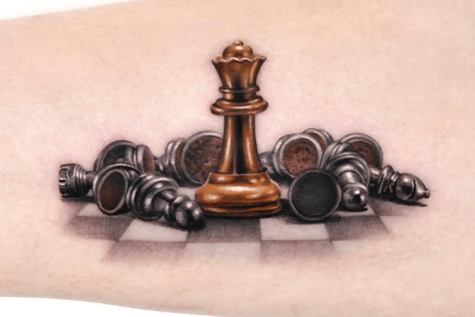 Chess Piece Small Tattoo Source @369.inkstudio via Instagram