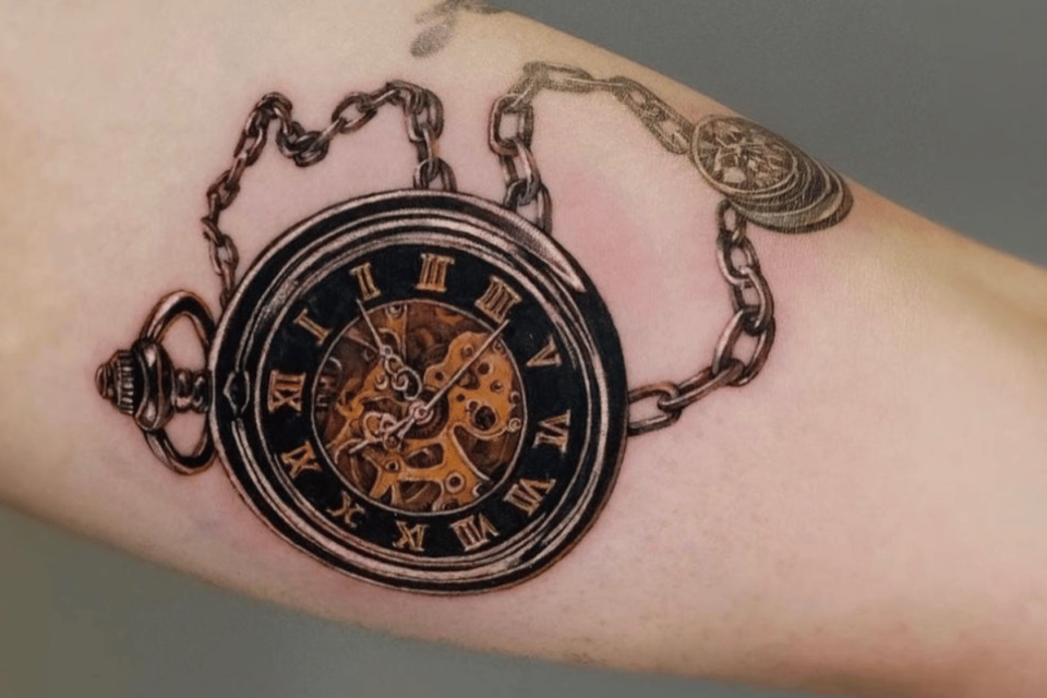 Pocket Watch Small Tattoo Source @chronicink via Instagram