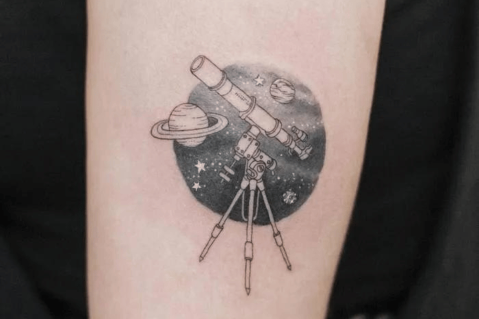 Telescope Small Tattoo Source @graffittoo via Instagram