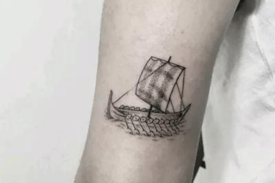 Viking Ship Small Tattoo Souece tattoodo.com