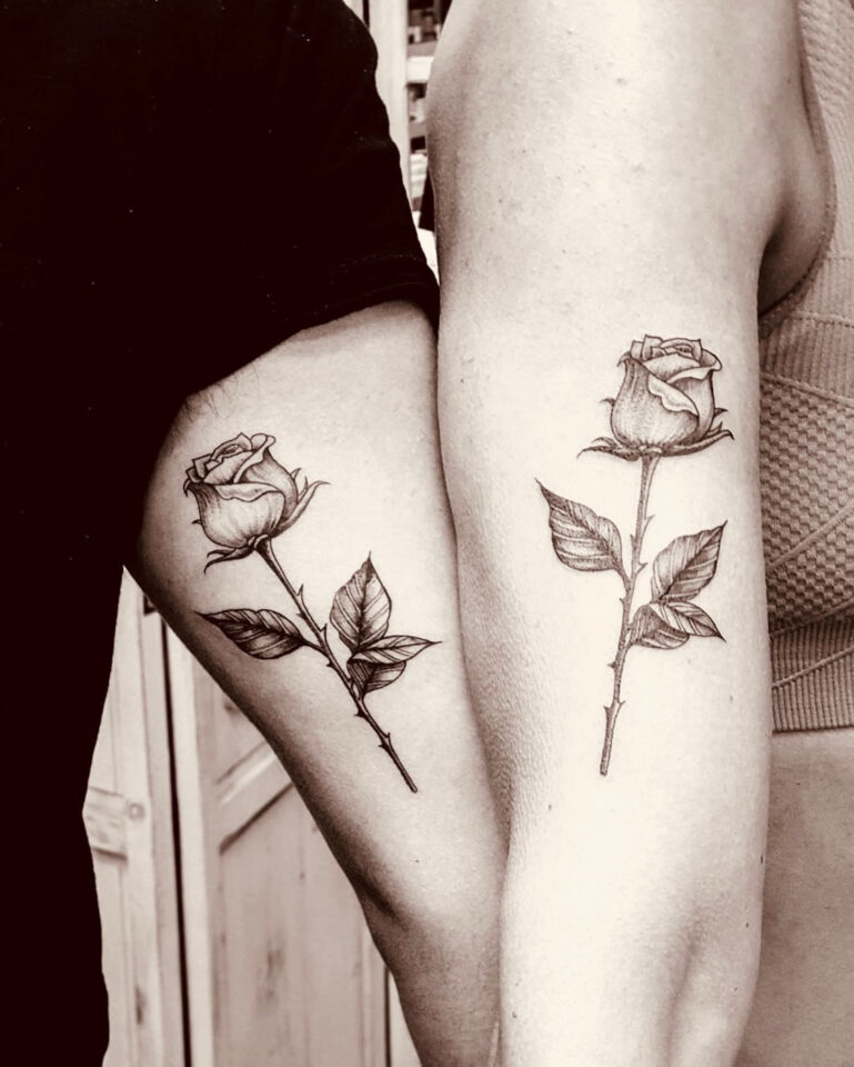 Couple rose tattoo