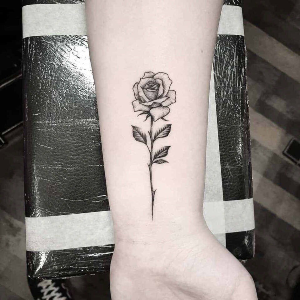 Wrist rose tattoo