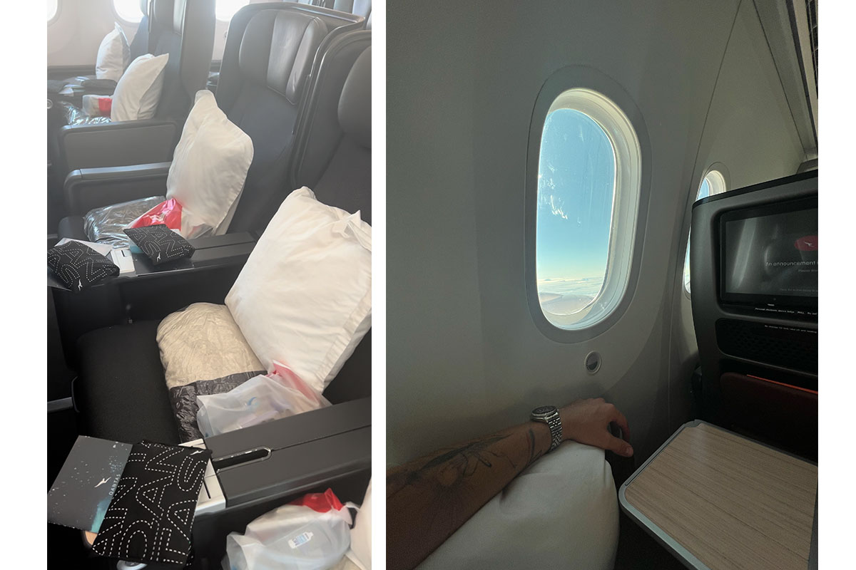 Images of a premium economy seat onboard a Qantas 787-9 Dreamliner