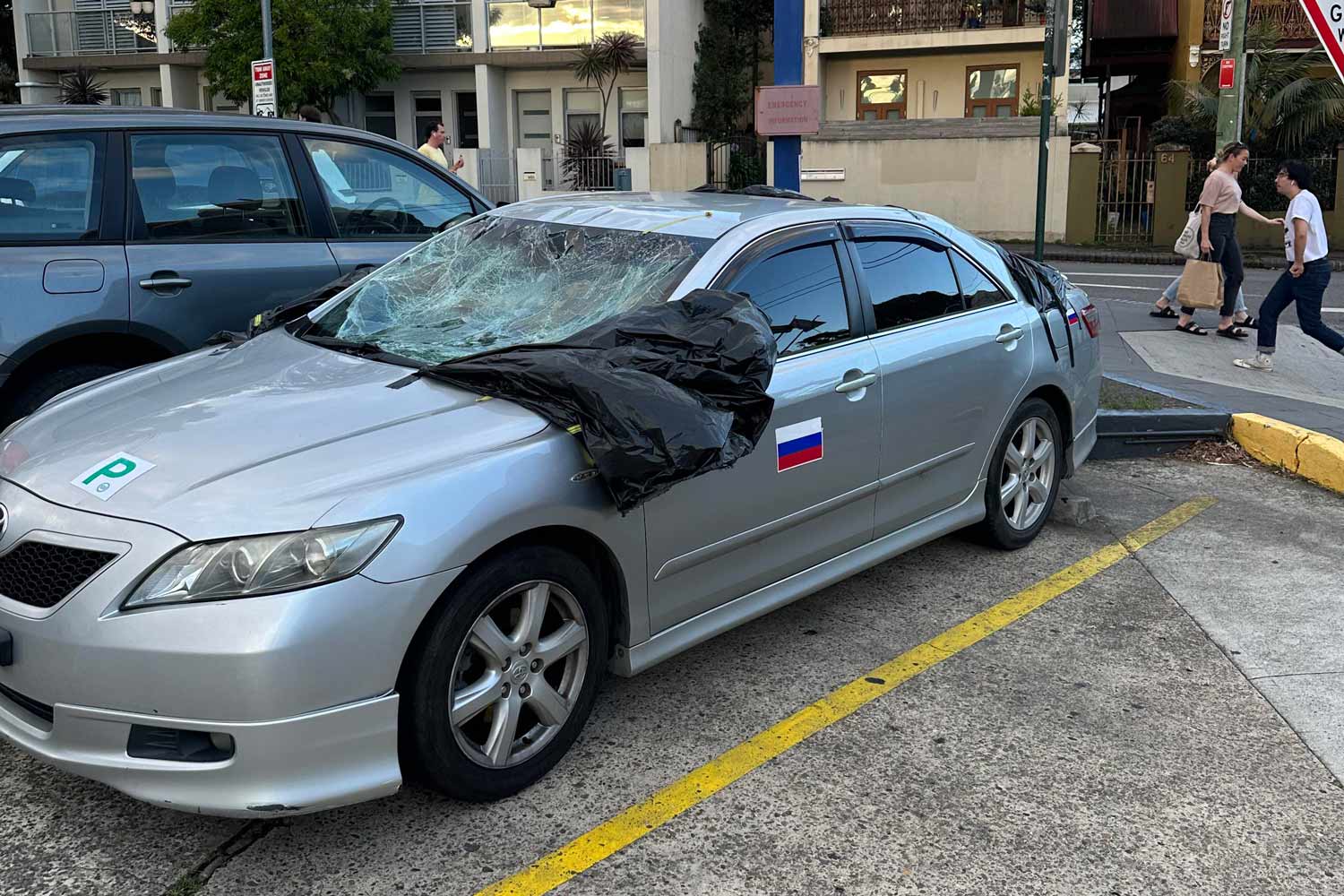 Photo Shows It's A Dangerous Time To Have A Russian Flag On Your Car In