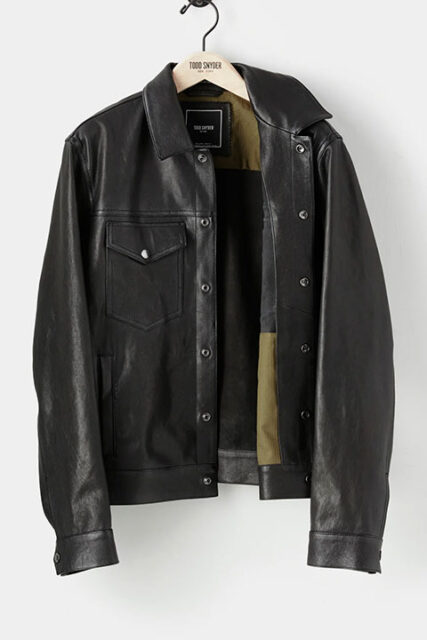  Italian Burnished Leather Dylan Jacket in Black
