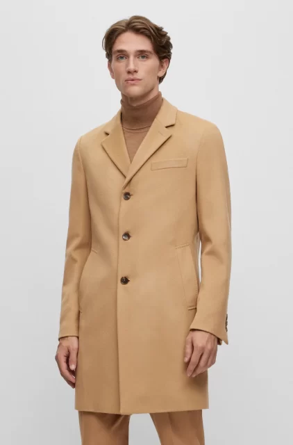 SLIM-FIT COAT IN VIRGIN WOOL AND CASHMERE