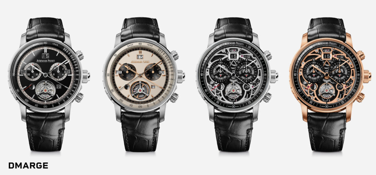 Four different variants of the Code 11.59 by Audemars Piguet Ultra-Complication Universelle RD#4 watch.