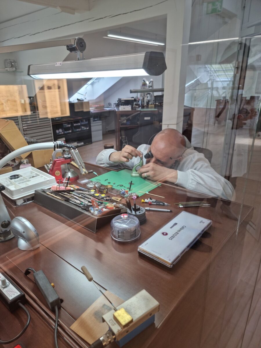 A master watchmaker hard at work at Jaeger-LeCoultre's heritage and restoration workshop in Switzerland.
