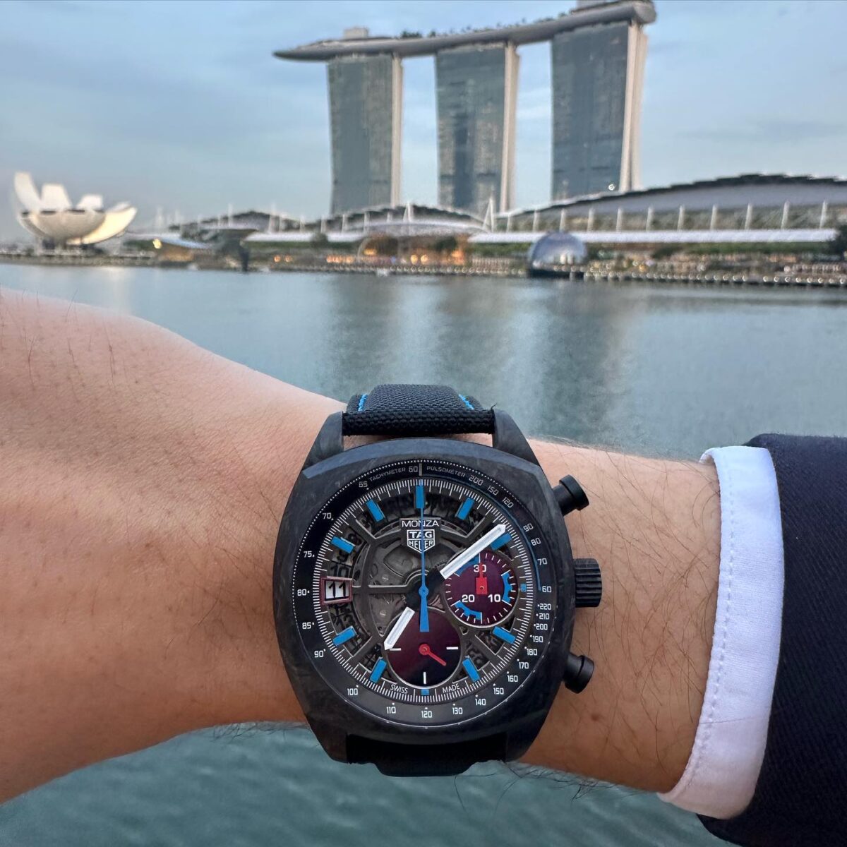 A watch on a man's wrist.