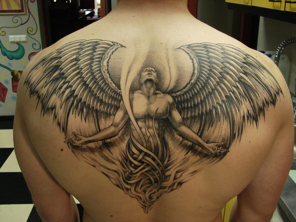 Men's Angel Back Tattoo