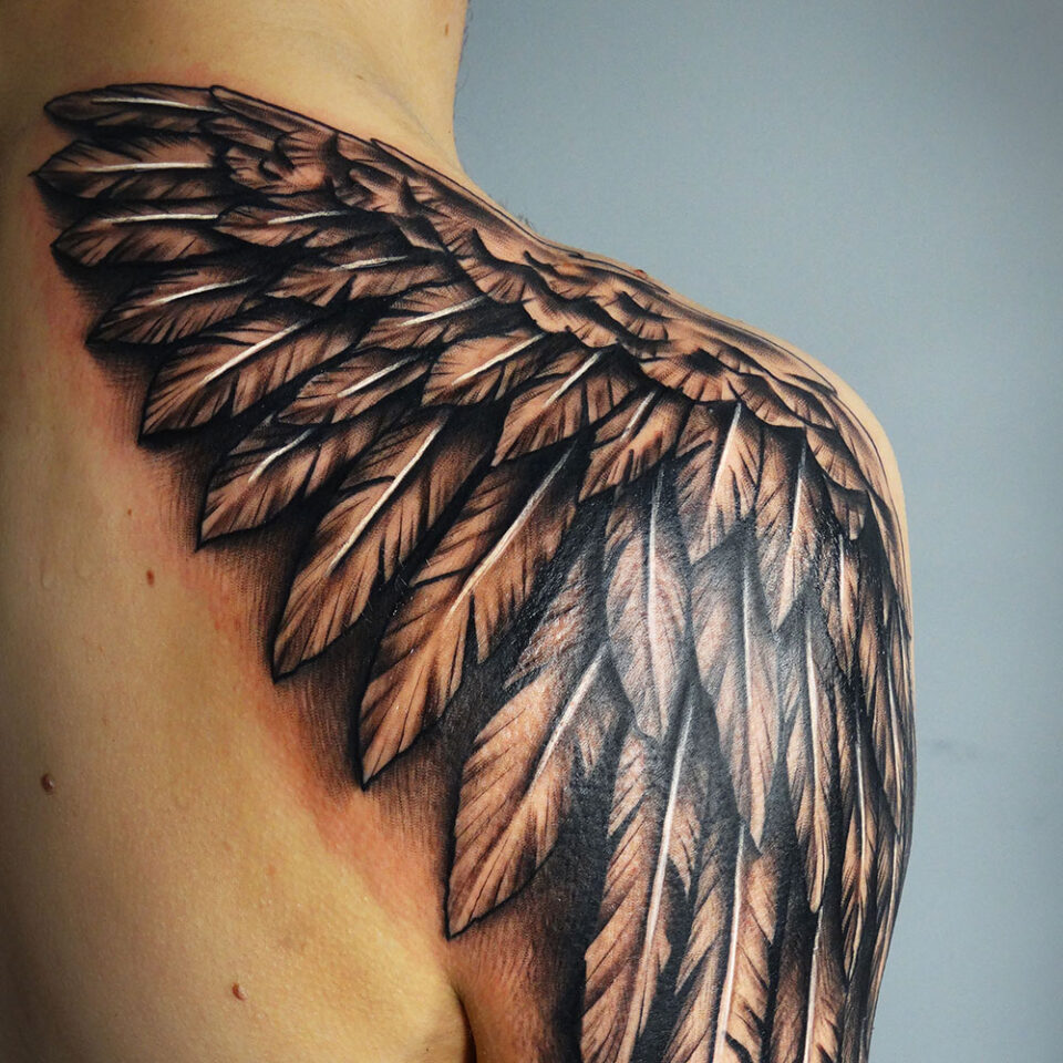 Angel Wing Shoulder Tattoo