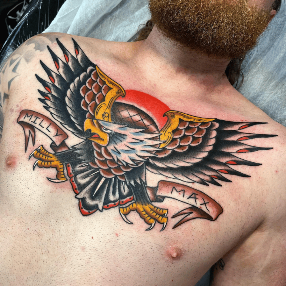 Bird Chest Tattoo Source @great_white_tattoo via Instagram