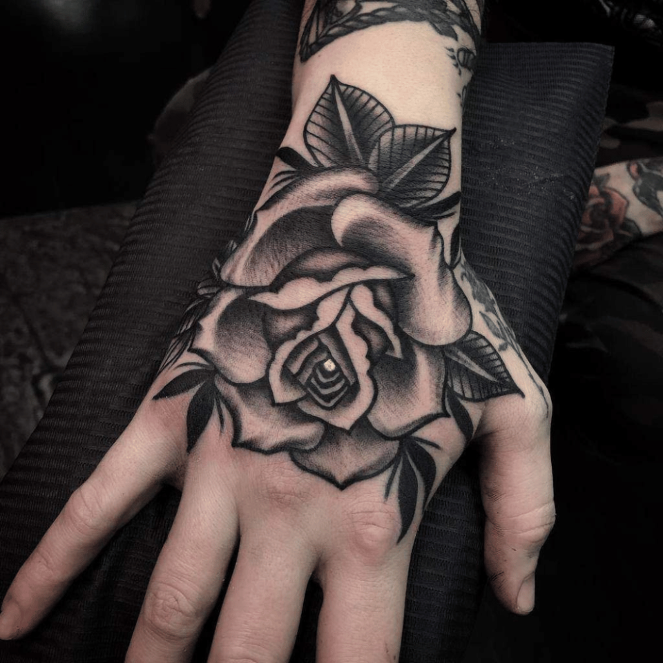 Black & White Rose Tattoo @fabaespinoza via Instagram