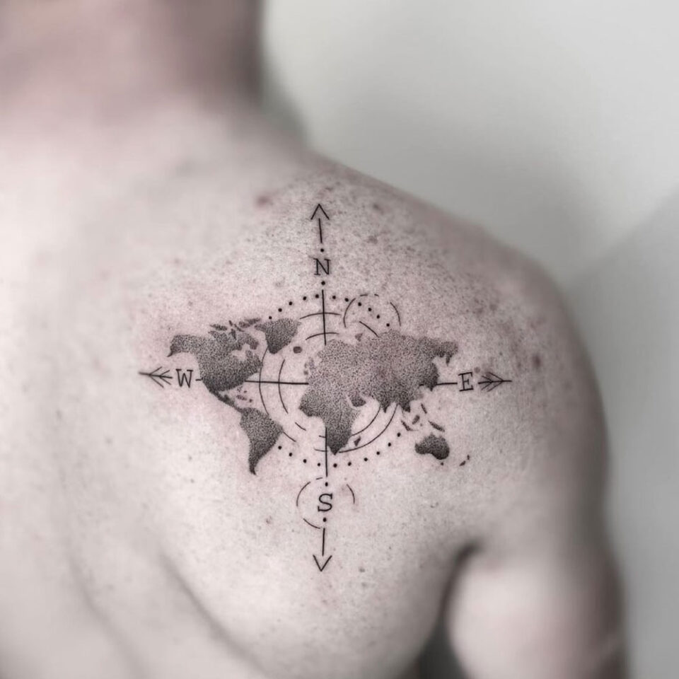 Compass Back Tattoo
