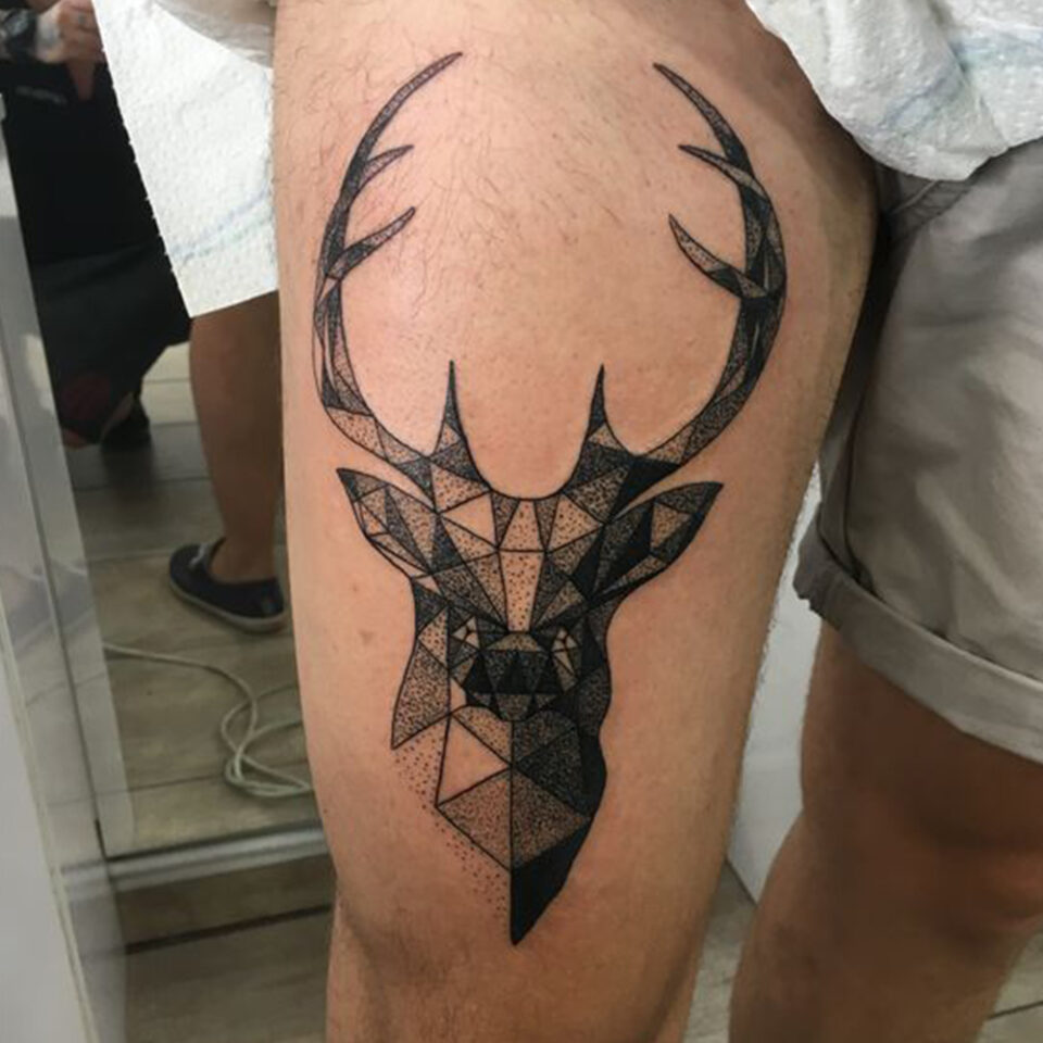 Deer Thigh Tattoo