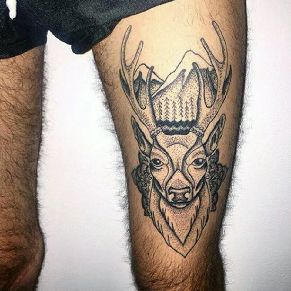 Deer Thigh Tattoo